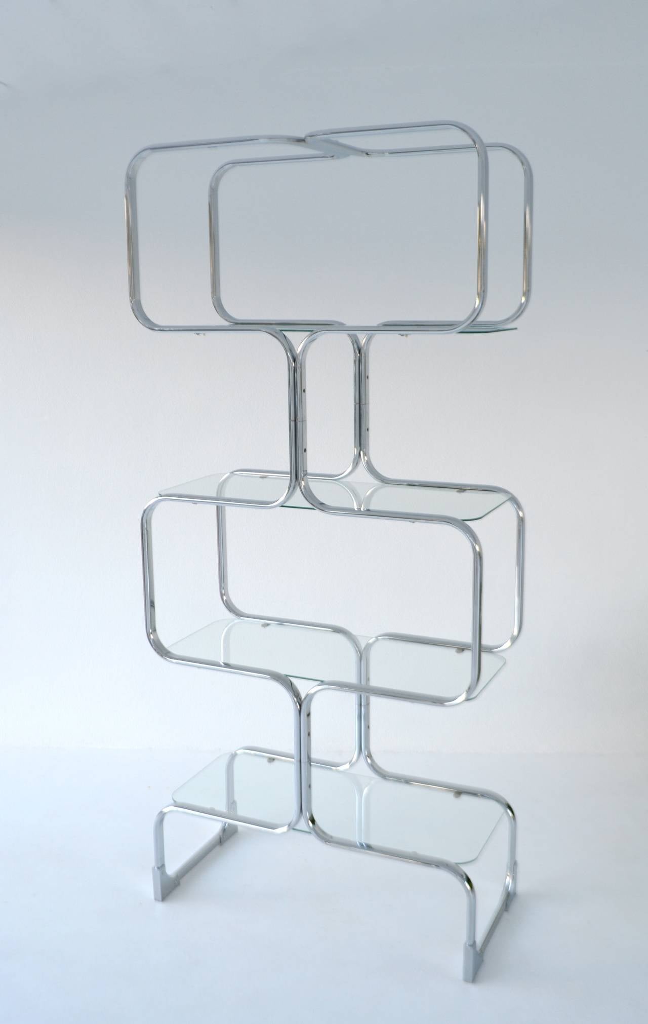 Italian Chrome and Glass PostModern Etagere at 1stDibs