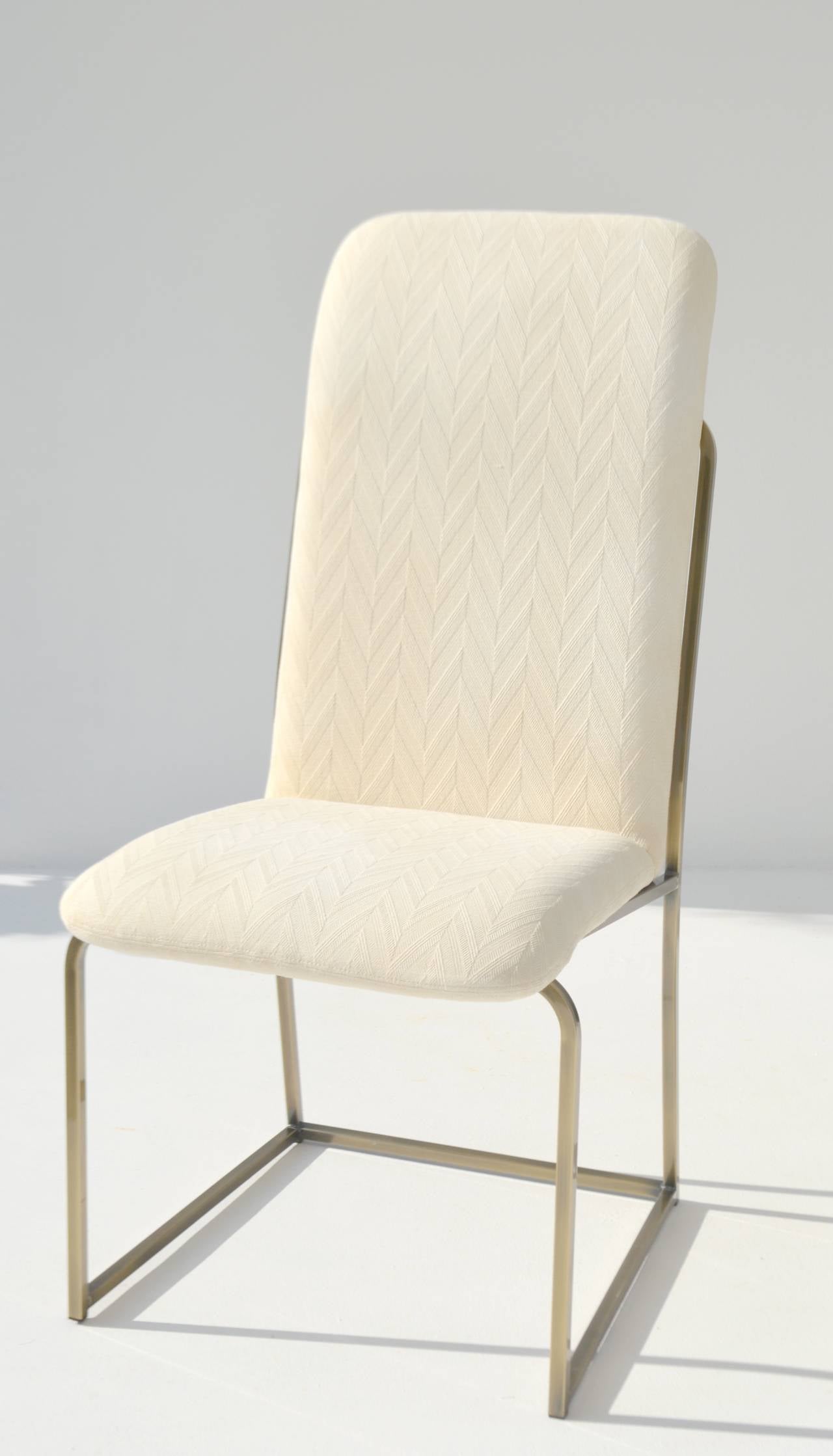 Set of Six Brass Framed Dining Chairs by Design Institute America at