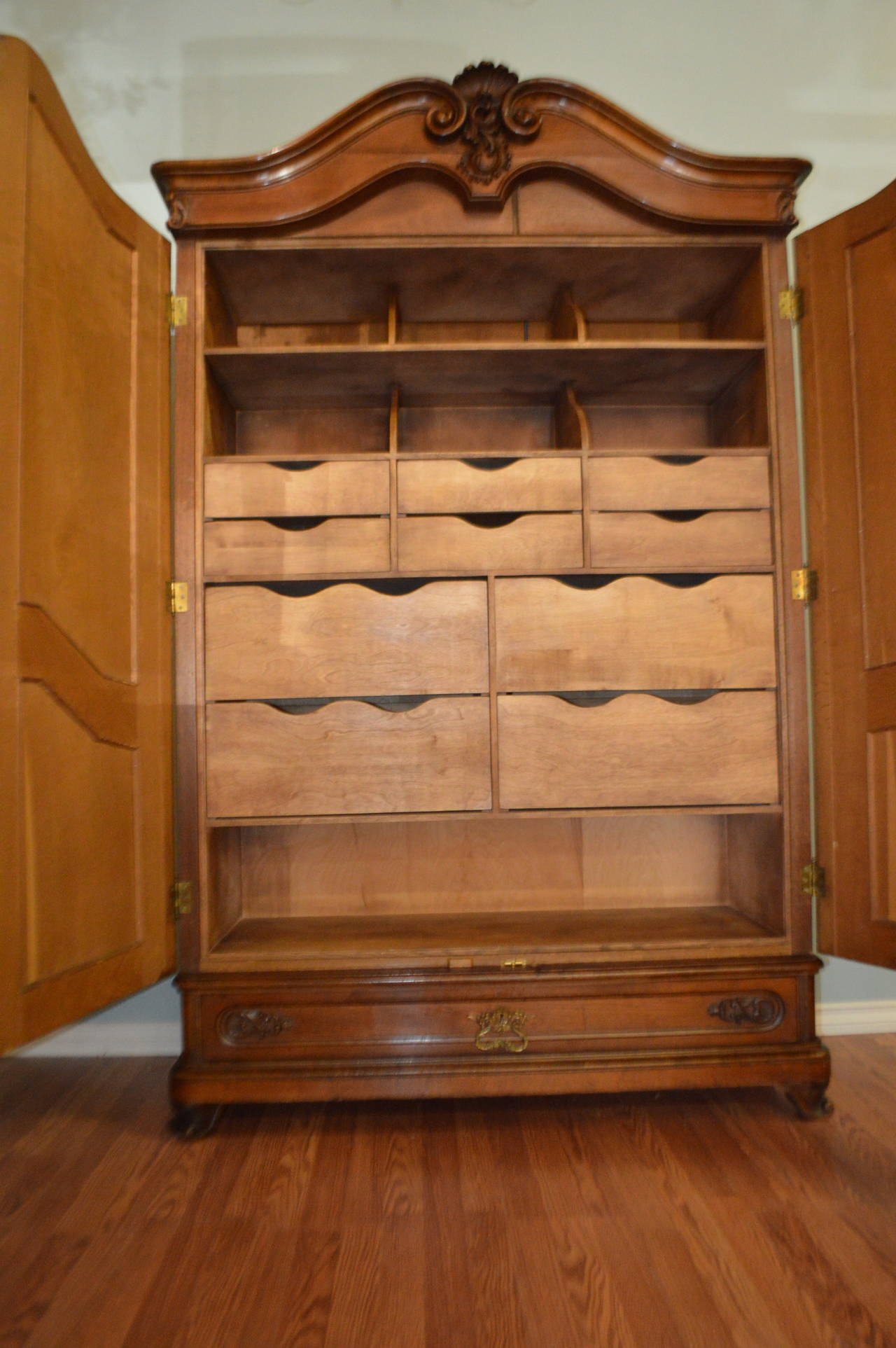 19th Century Walnut Armoire with Custom Built in Drawers at 1stDibs