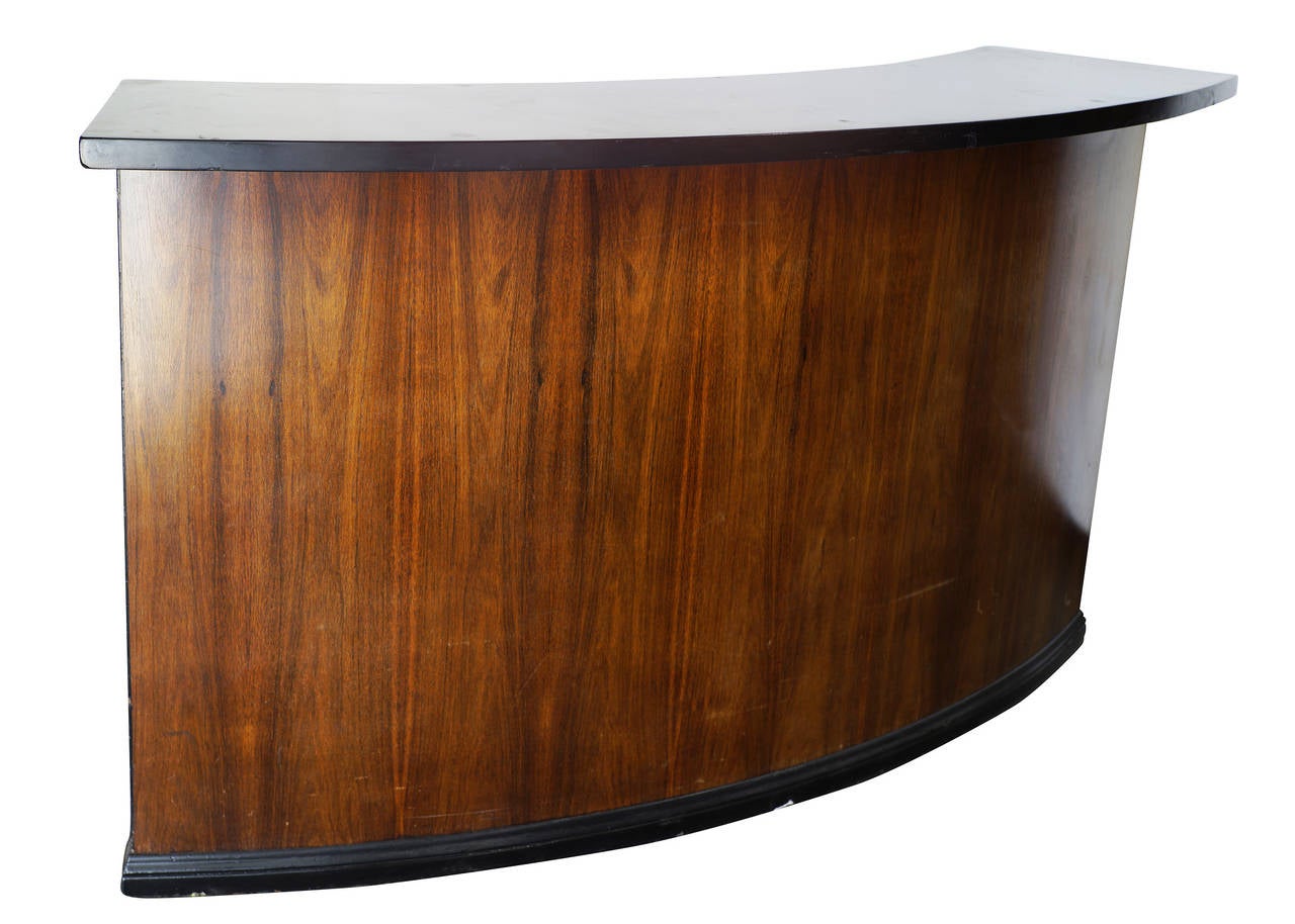 Art Deco Curved Mahogany and Black Lacquer Cocktail Bar at 1stDibs