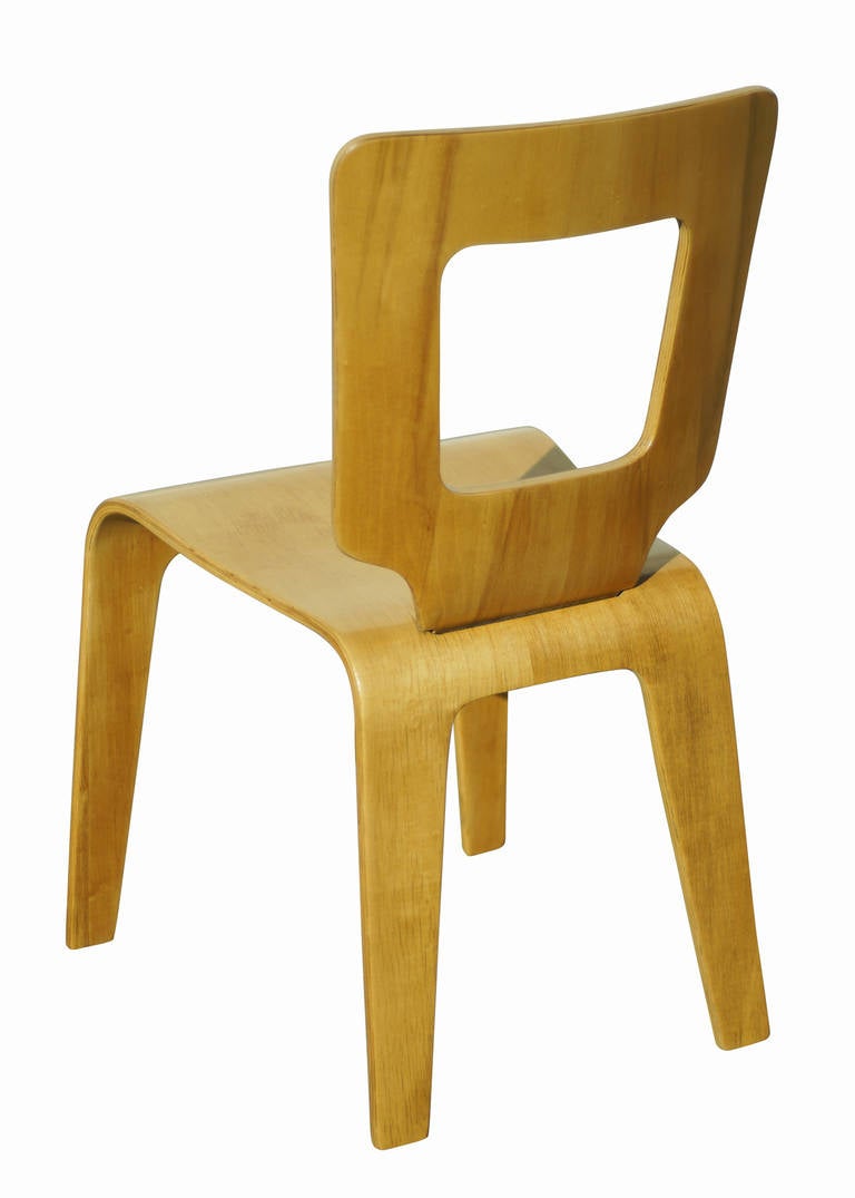 Set of Six Bent Plywood Side Chairs by ThadenJordan Furniture