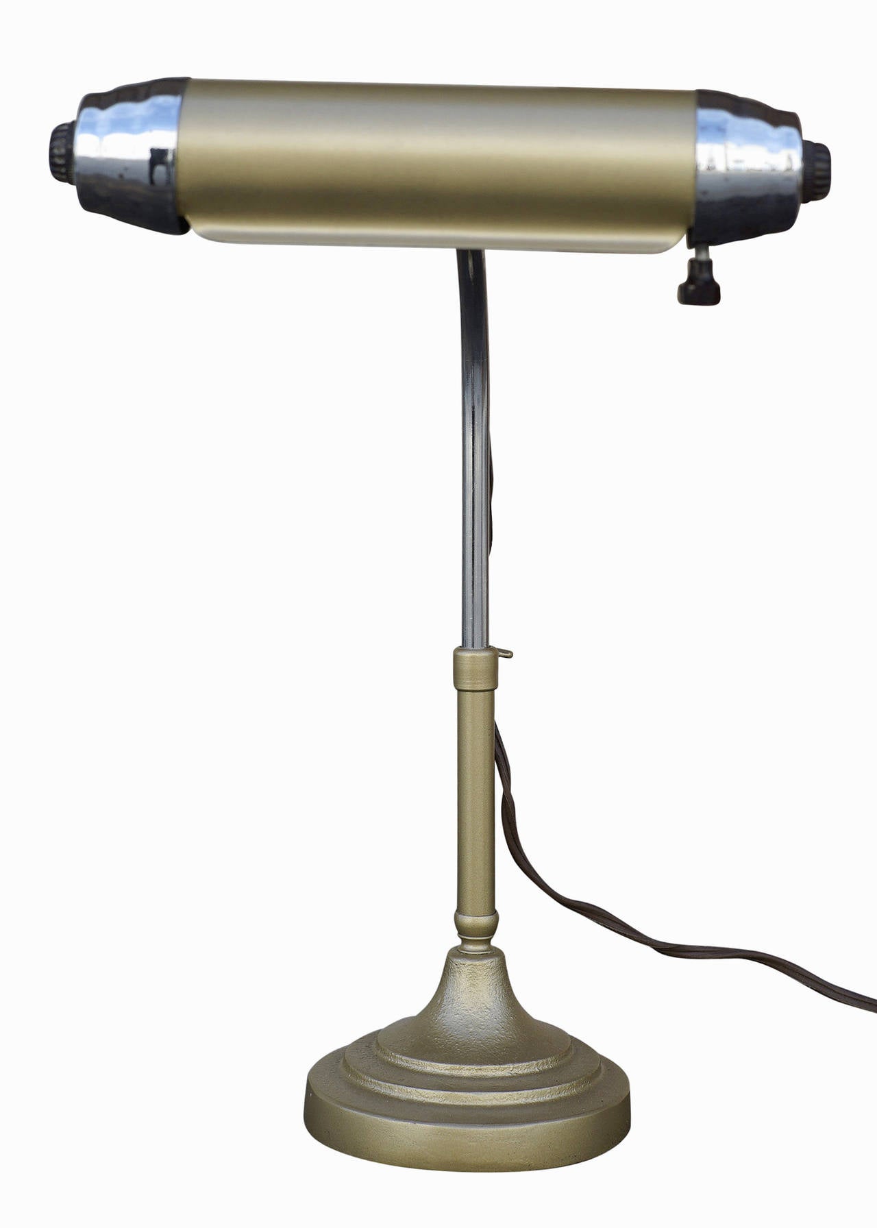 Enamel and Chromium Streamline Bankers Desk Lamp For Sale at 1stdibs