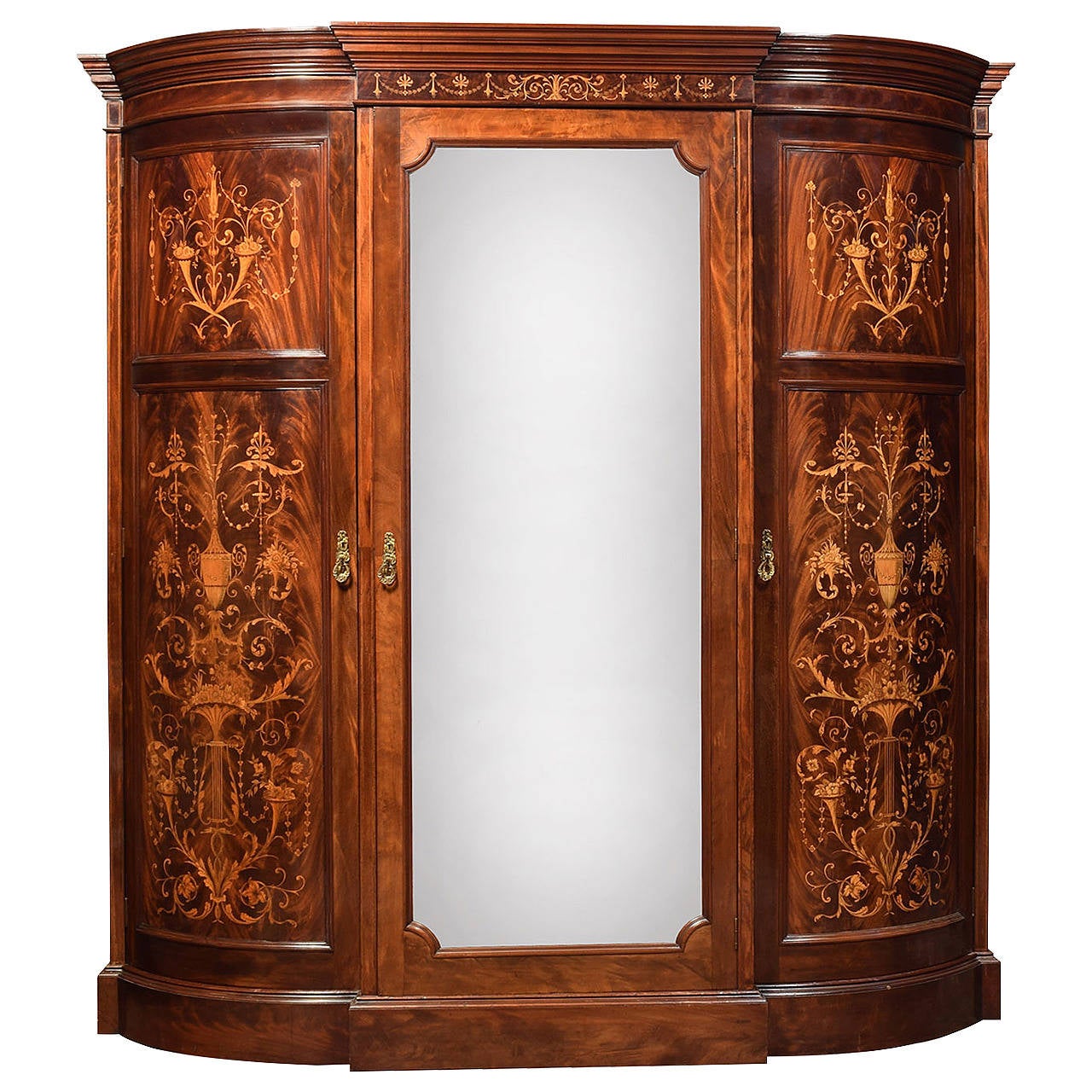 Mahogany ThreeDoor Inlaid Wardrobe by Maple and Co. at 1stDibs