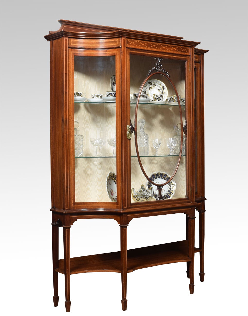Edwardian inlaid mahogany display at 1stDibs