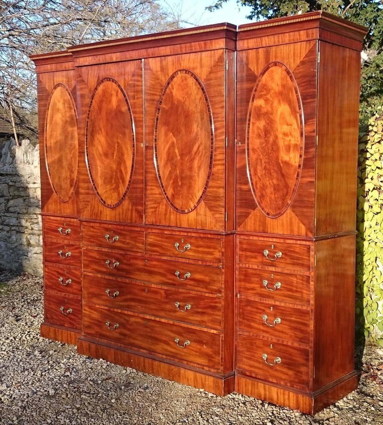 Antique Breakfront Linen Press Made of Mahogany And Coromandel at 1stdibs