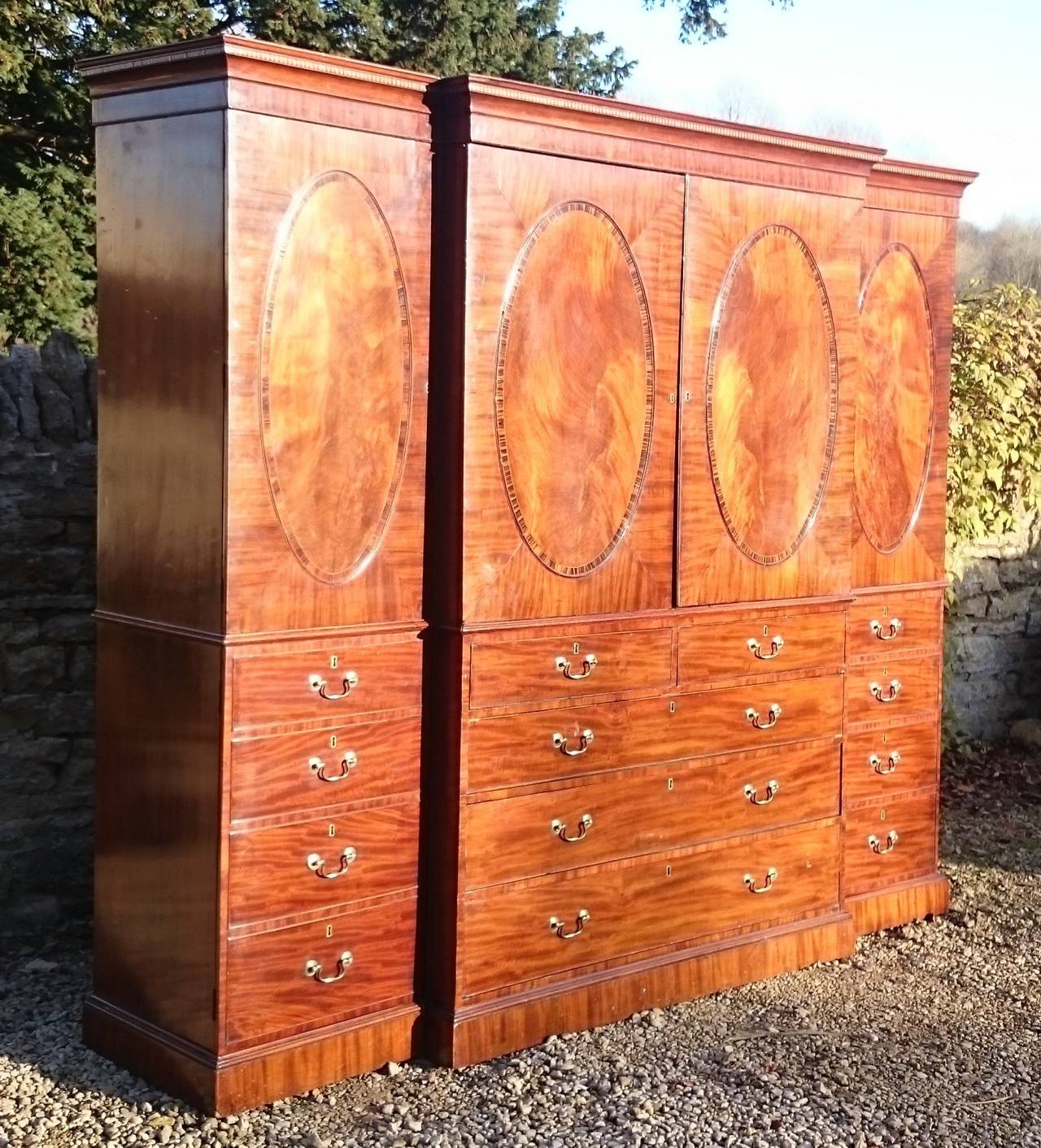 Antique Breakfront Linen Press Made of Mahogany And Coromandel at 1stdibs