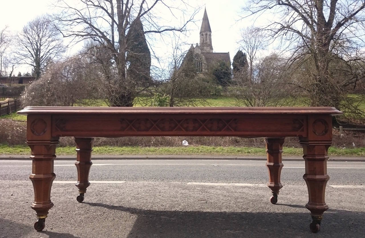 Large 19th Century Victorian Gothic Oak Antique Dining Table at 1stDibs