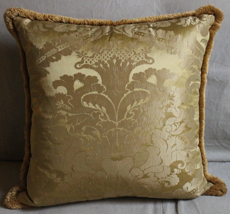 Vintage Italian Damask Silk Pillows For Sale at 1stdibs