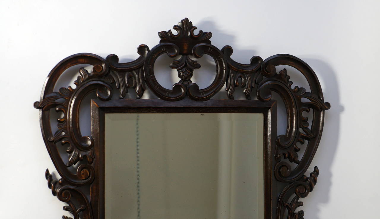 Large Carved Antique Wooden Mirror For Sale at 1stDibs large wooden