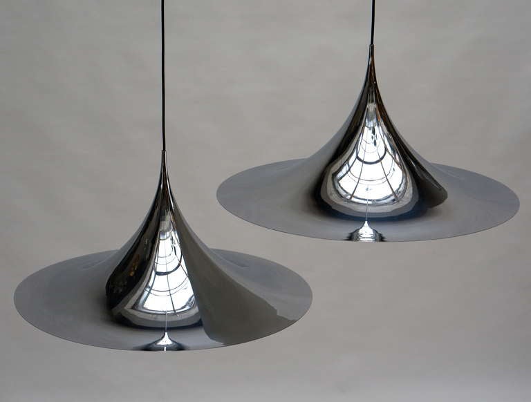Two Huge Semi Pendal Ceiling Lights by Fog and Mørup For Sale at 1stdibs