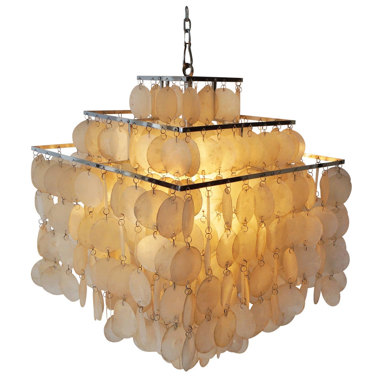 Capiz Shell Chandelier by Verner Panton For Sale at 1stDibs