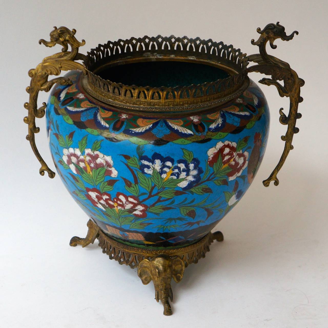 Large Chinese Cloisonné Jardinière or Planter Pot For Sale at 1stdibs