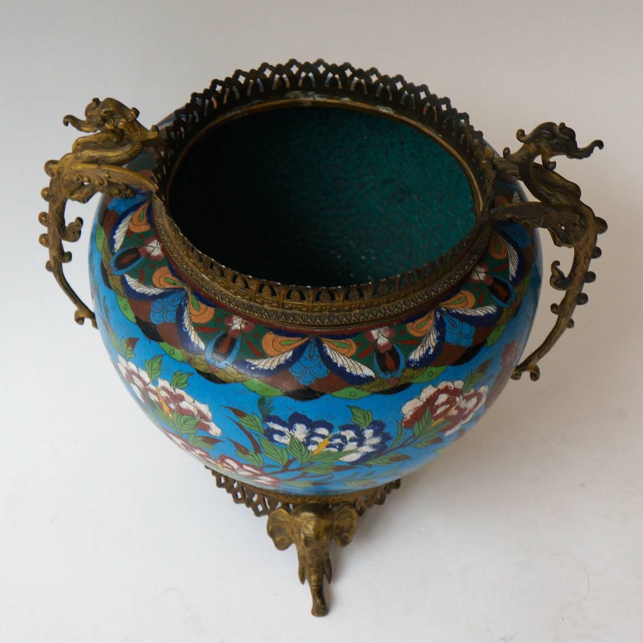 Large Chinese Cloisonné Jardinière or Planter Pot For Sale at 1stdibs