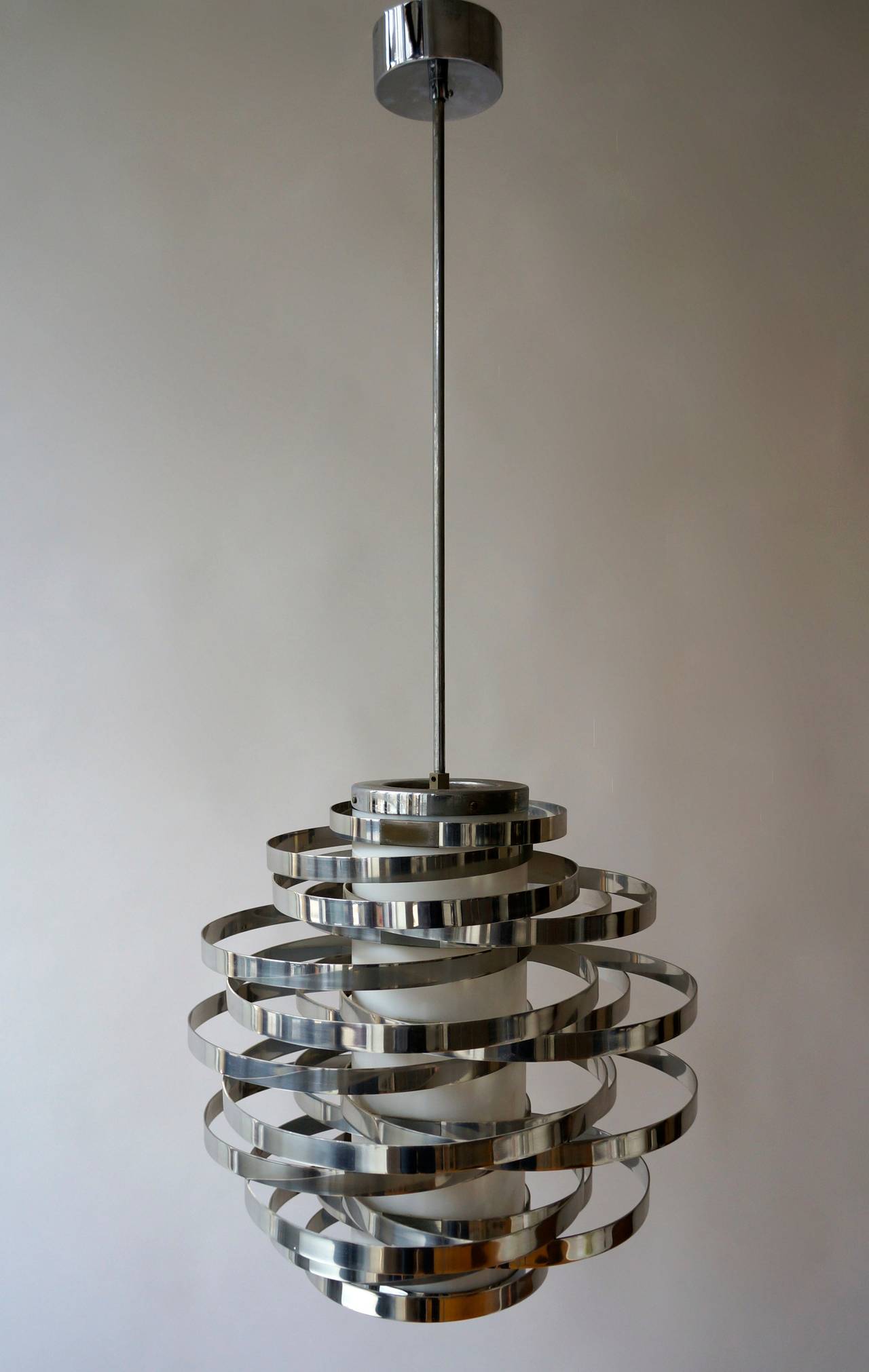 Polished Aluminium Chandelier Designed by Sciolari at 1stdibs