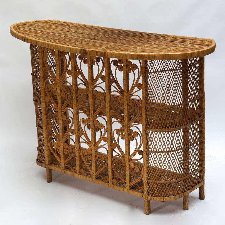 Vintage Italian Rattan Cocktail Bar For Sale at 1stdibs