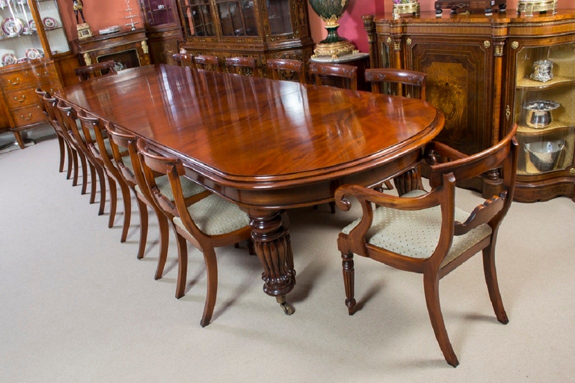Vintage Victorian Mahogany Dining Table with 14 Chairs at 1stDibs
