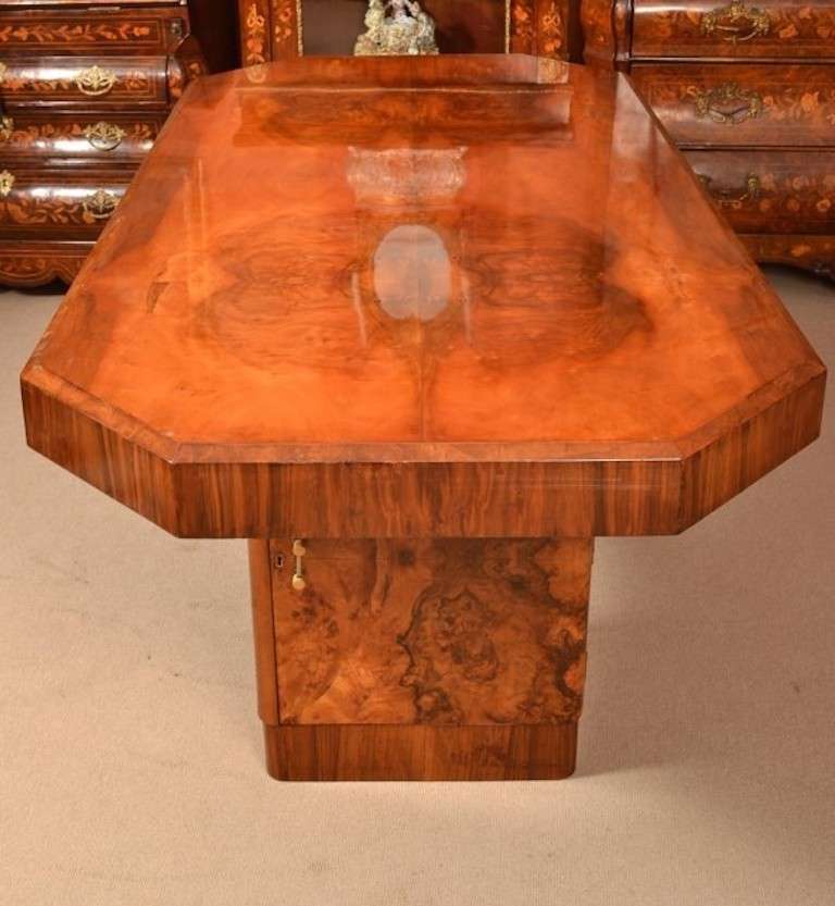 Antique Art Deco Burr Walnut Dining Table at 1stdibs