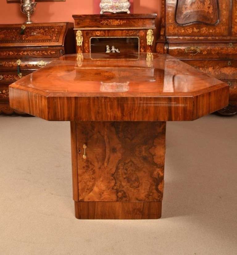 Antique Art Deco Burr Walnut Dining Table at 1stdibs