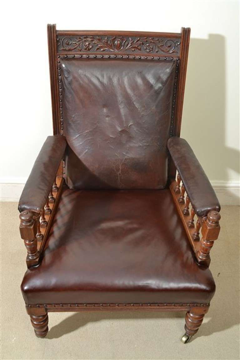 Antique Pair of English Leather Armchairs, circa 1880 For Sale at 1stdibs
