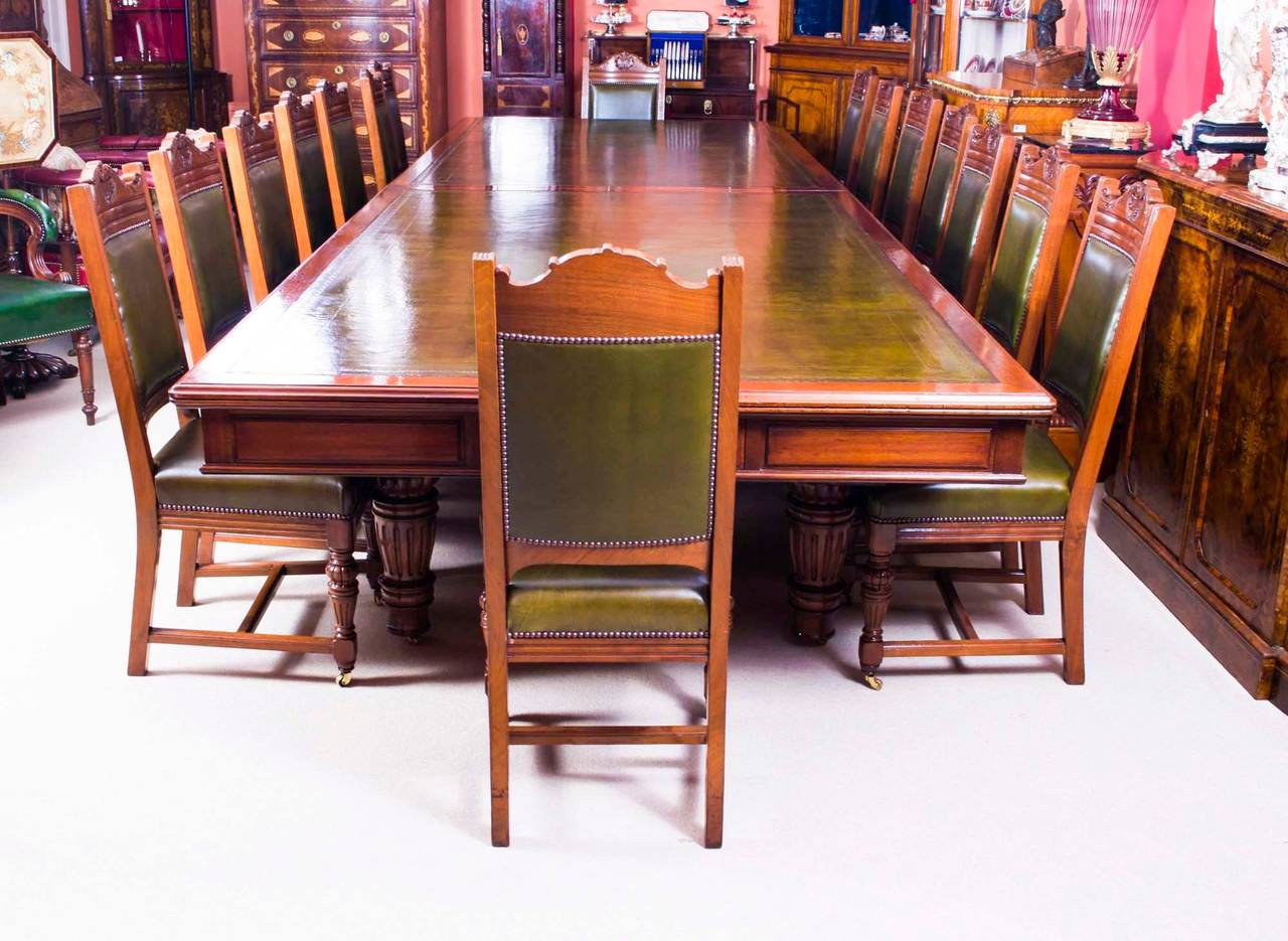 Antique Victorian Boardroom Table with 16 Chairs, circa 1850 at 1stDibs