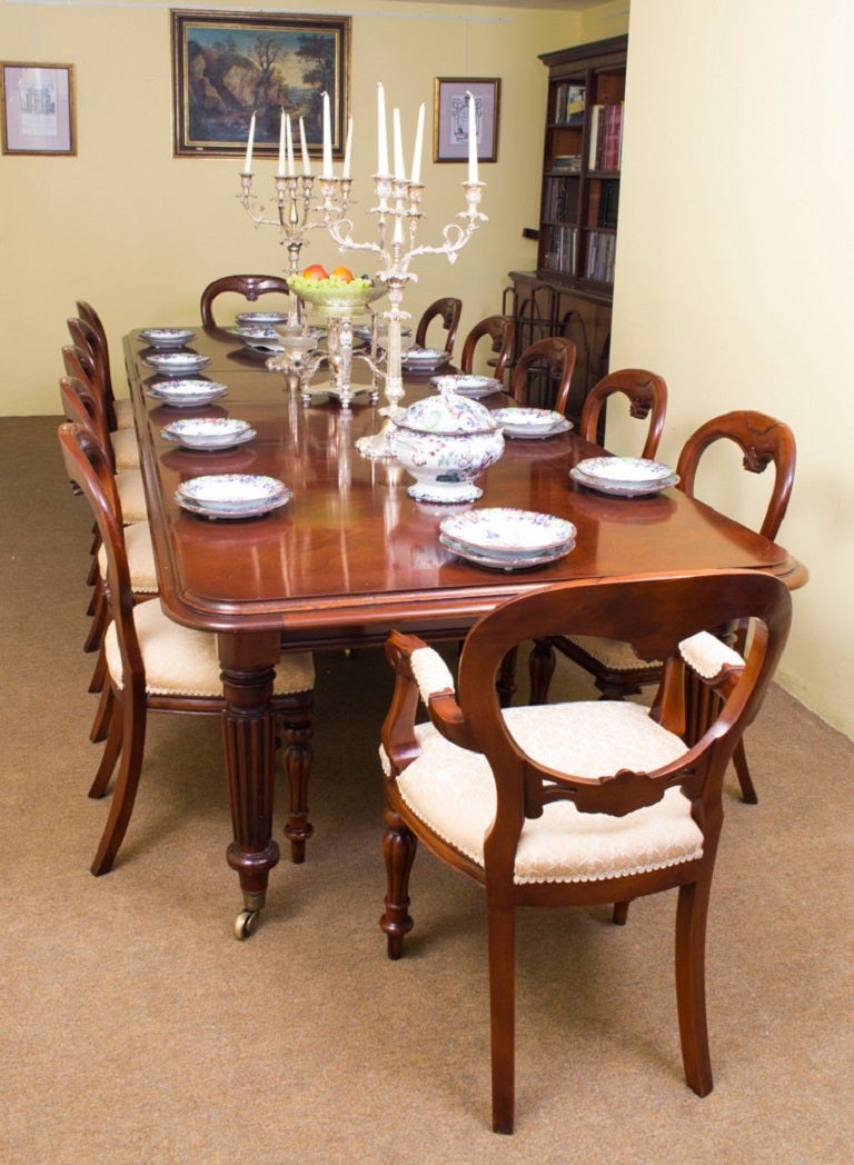 Vintage Mahogany Dining Table and 12 Chairs at 1stDibs