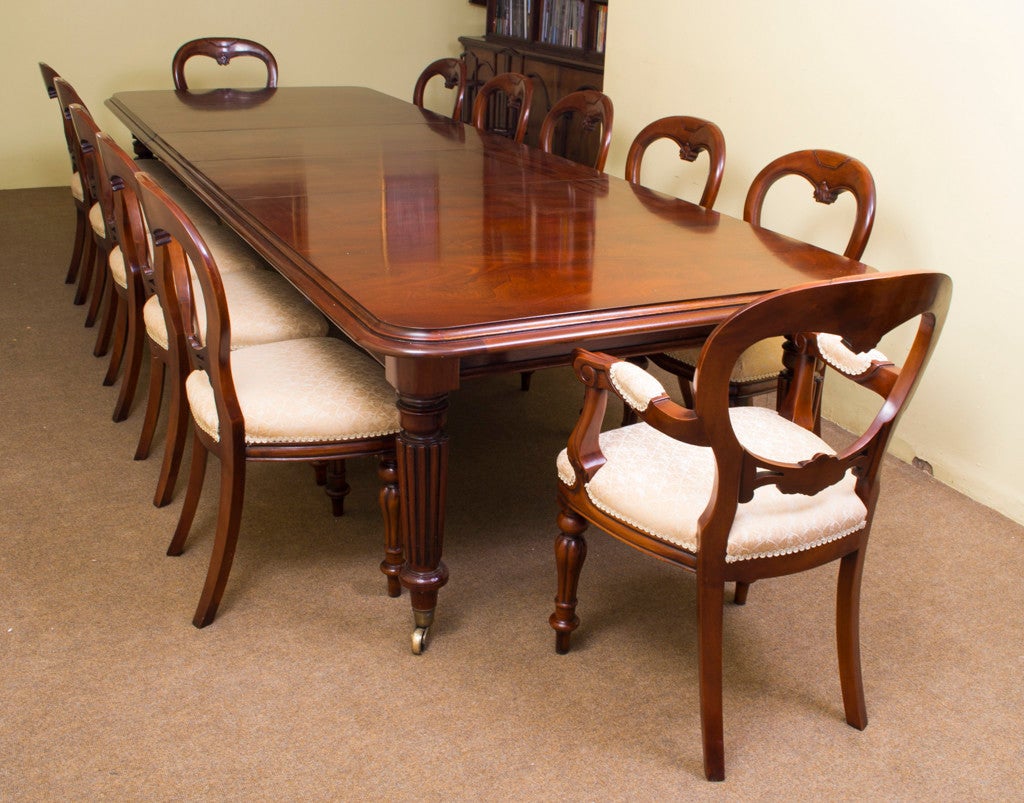 Vintage Mahogany Dining Table and 12 Chairs at 1stDibs