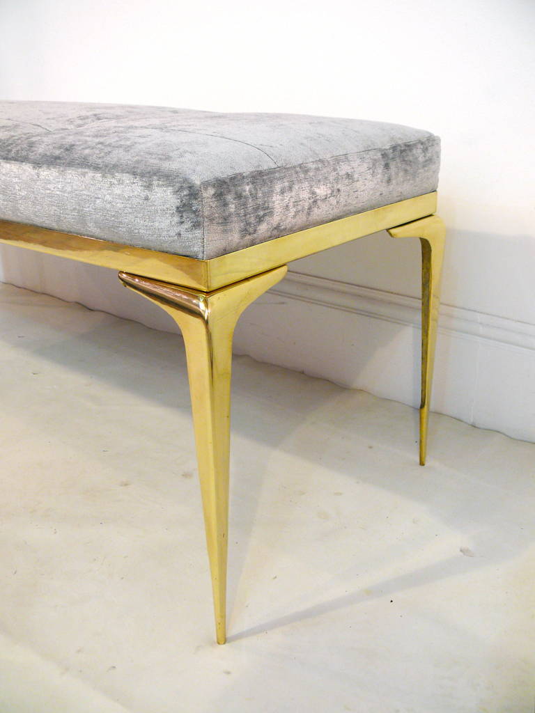 Framed Brass Stiletto Bench For Sale at 1stdibs