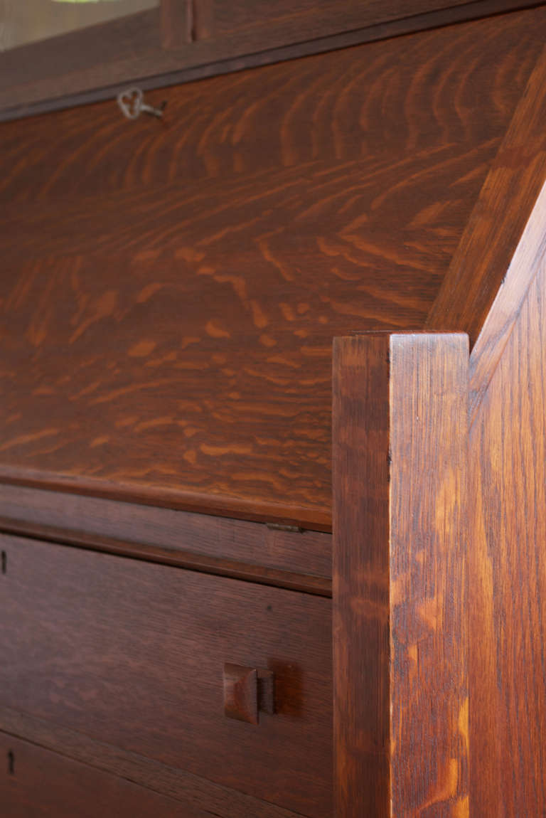 Arts and Crafts Quarter Sawn Oak Secretary Desk at 1stdibs