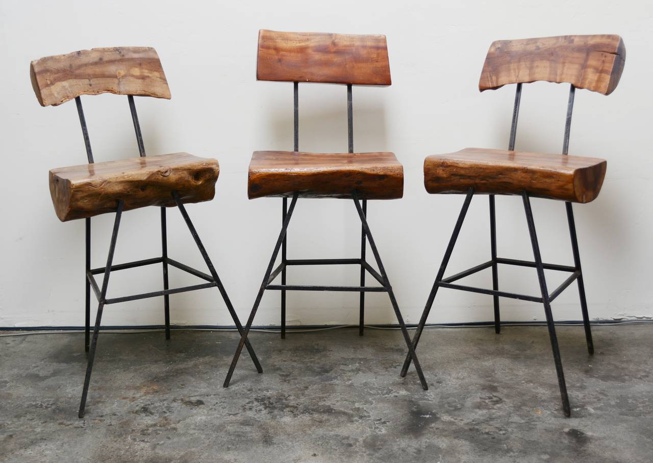 Rustic Modern Iron and Log Bar Stools at 1stDibs modern rustic bar
