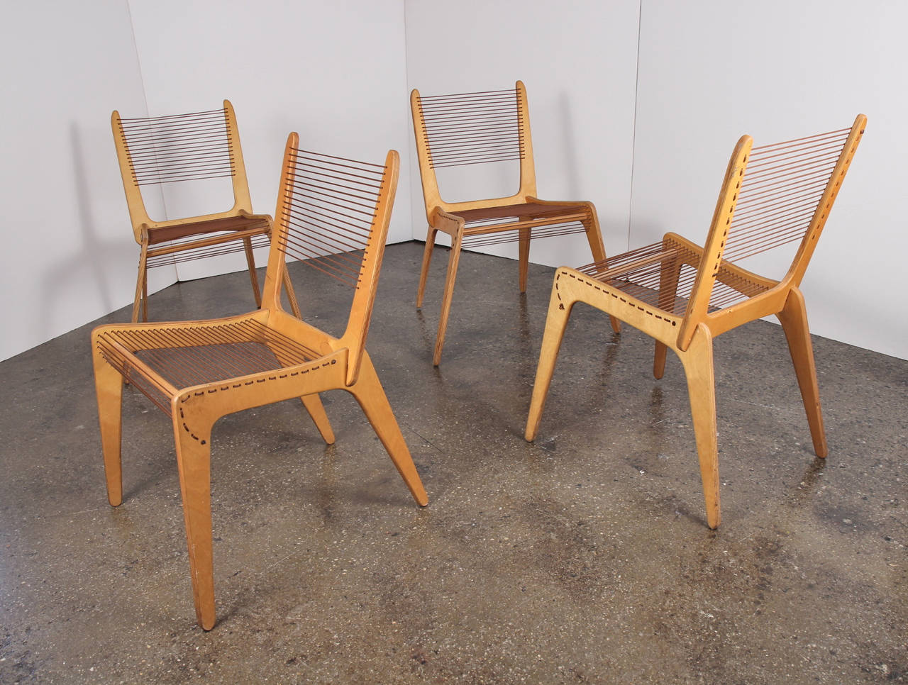 Set of Four Jacques Guillon Cord Chairs at 1stDibs