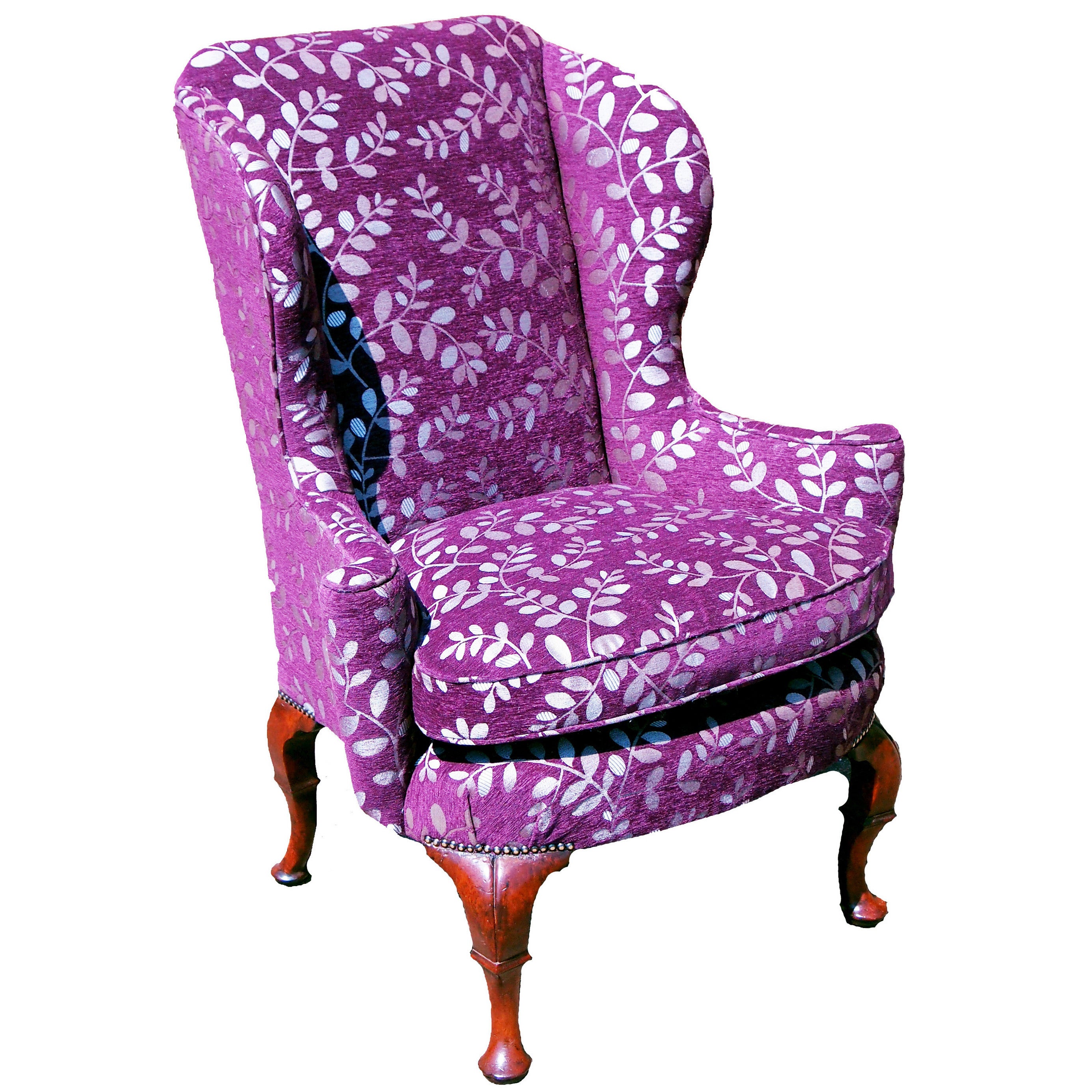 Queen Anne Style Wing Chair at 1stdibs