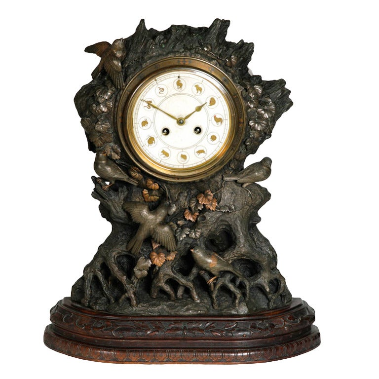 Very Unusual and Decorative Art Deco Wall Clock circa 1920, Signed Gubelin For Sale at 1stDibs