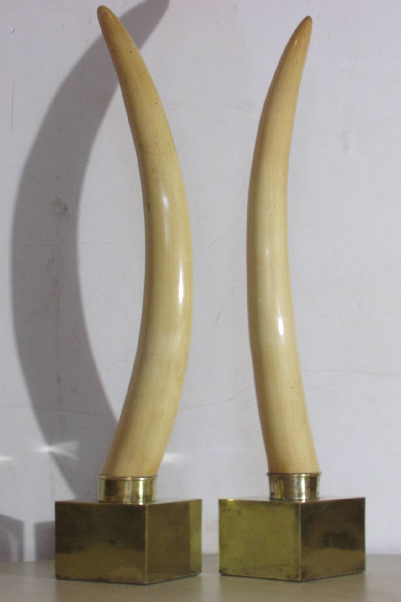 Hollywood Regency Faux Ivory Tusk Sculptures For Sale at 1stDibs