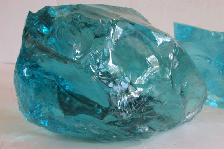 Four Large Aqua Chunk Glass Cullet at 1stDibs cullet glass chunks