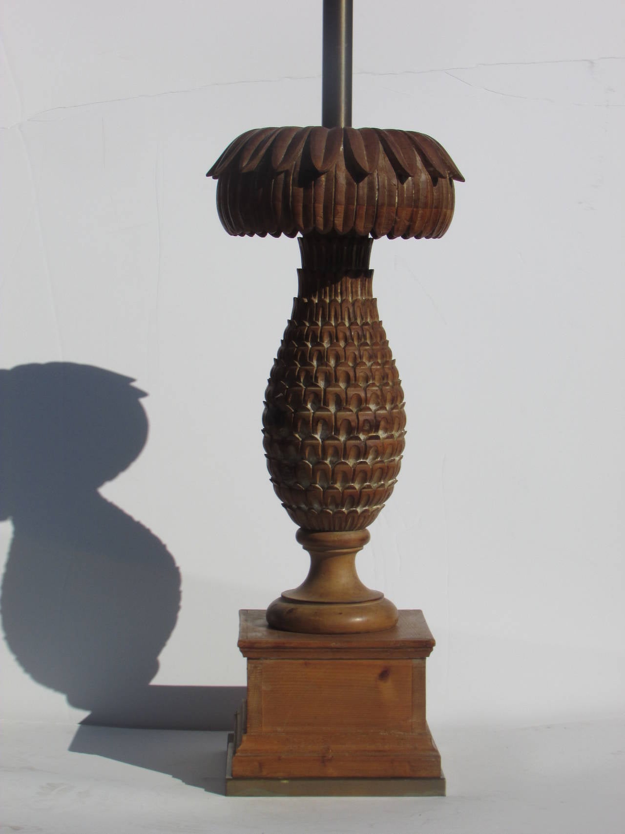 Oversize Carved Wood Pineapple Lamp by Marbro at 1stDibs wooden