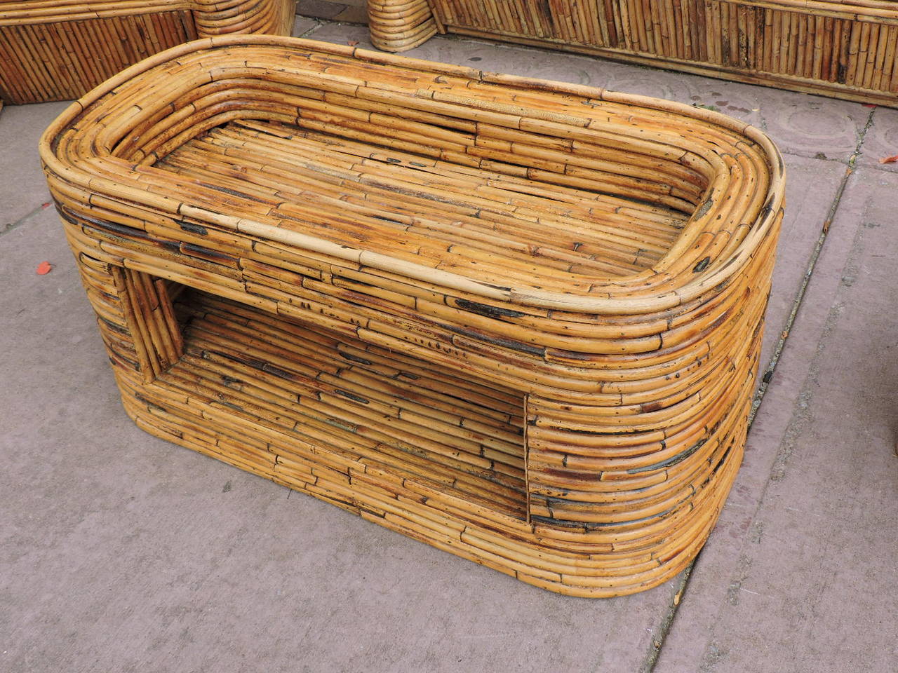 Oversize Natural Bamboo Rattan Set For Sale at 1stdibs