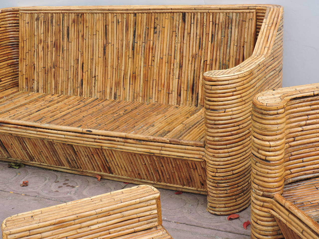 Oversize Natural Bamboo Rattan Set For Sale at 1stdibs