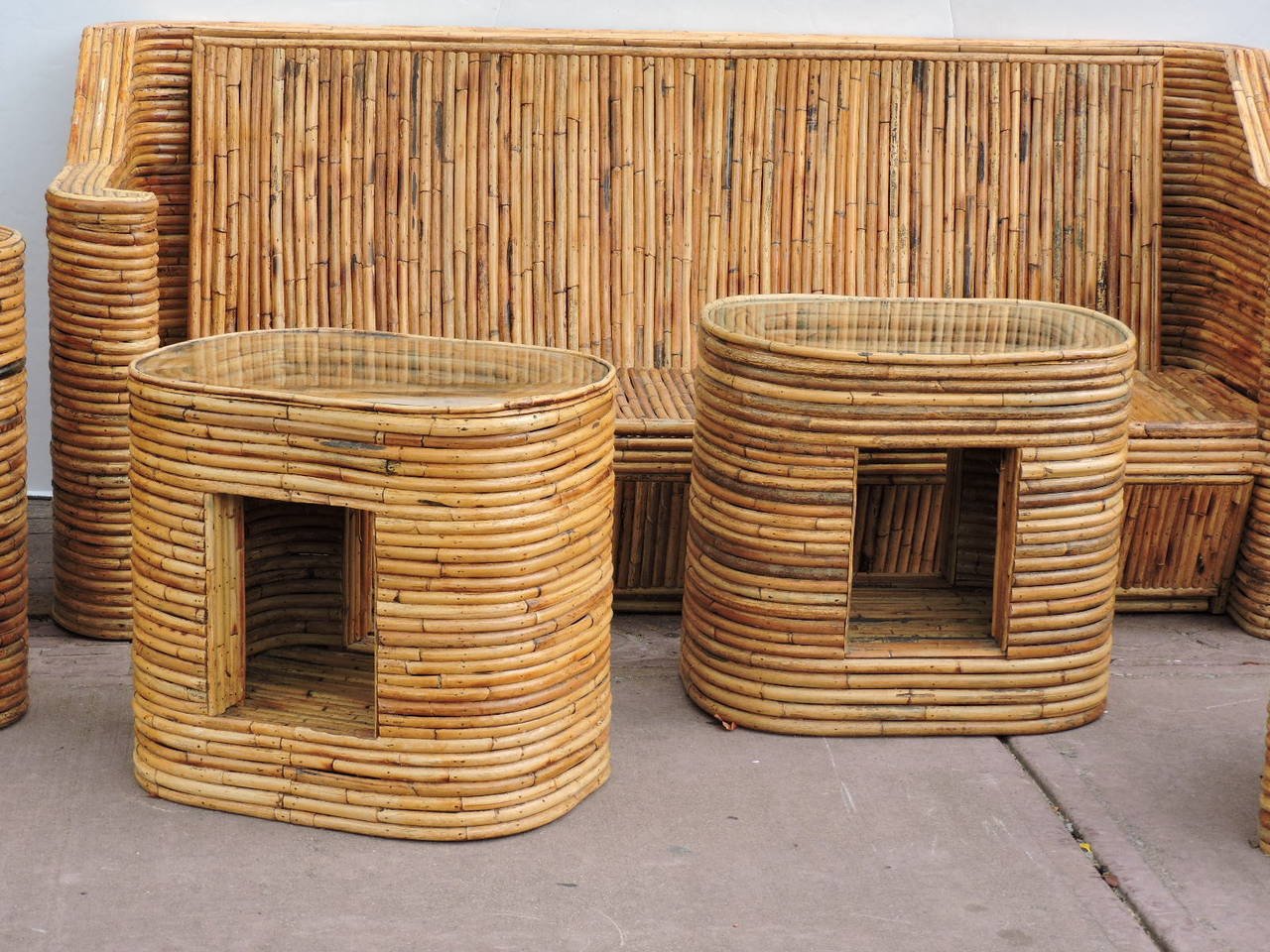 Oversize Natural Bamboo Rattan Set For Sale at 1stdibs