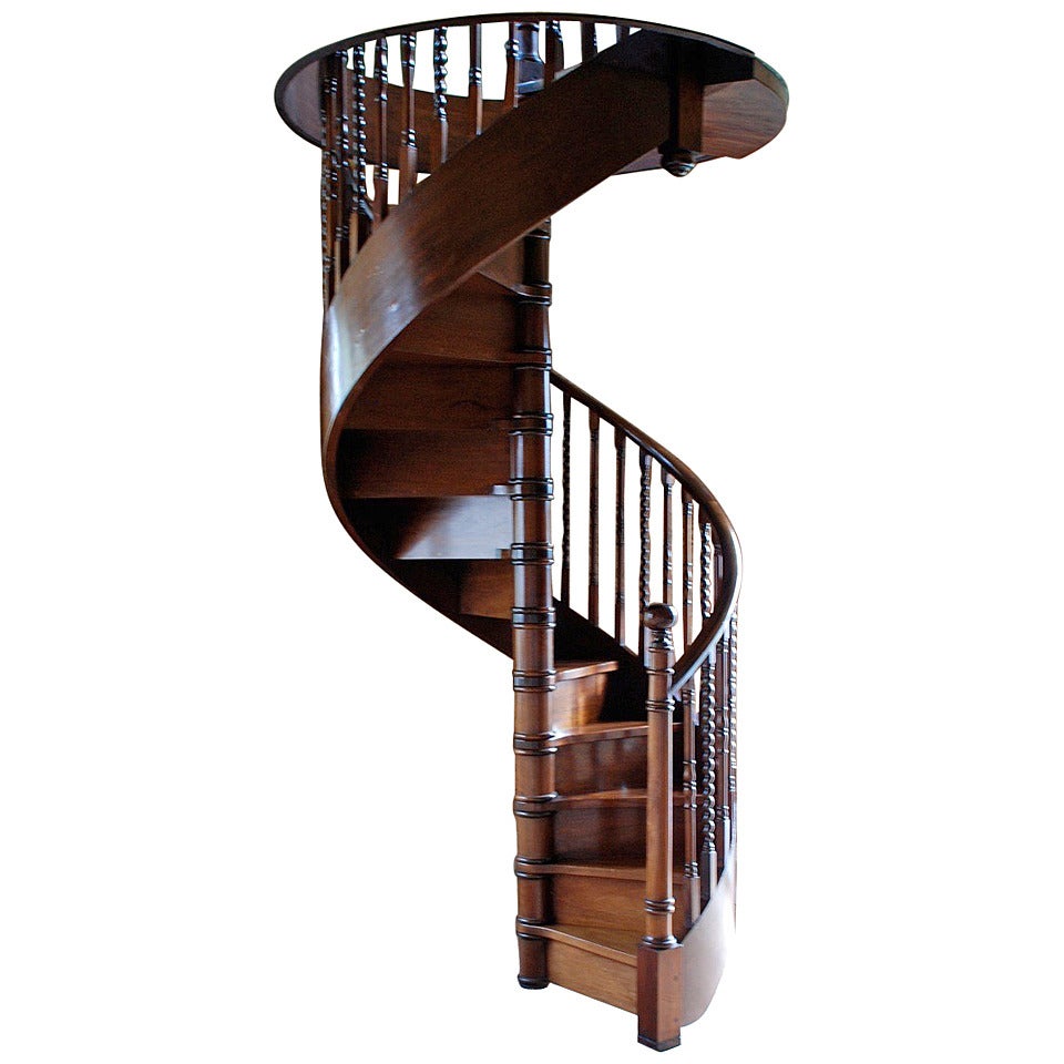 Antique Mahogany Spiral Staircase, circa 1930's For Sale at 1stDibs