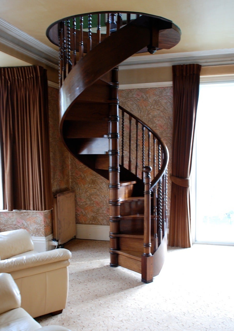 Antique Mahogany Spiral Staircase, circa 1930's For Sale at 1stDibs
