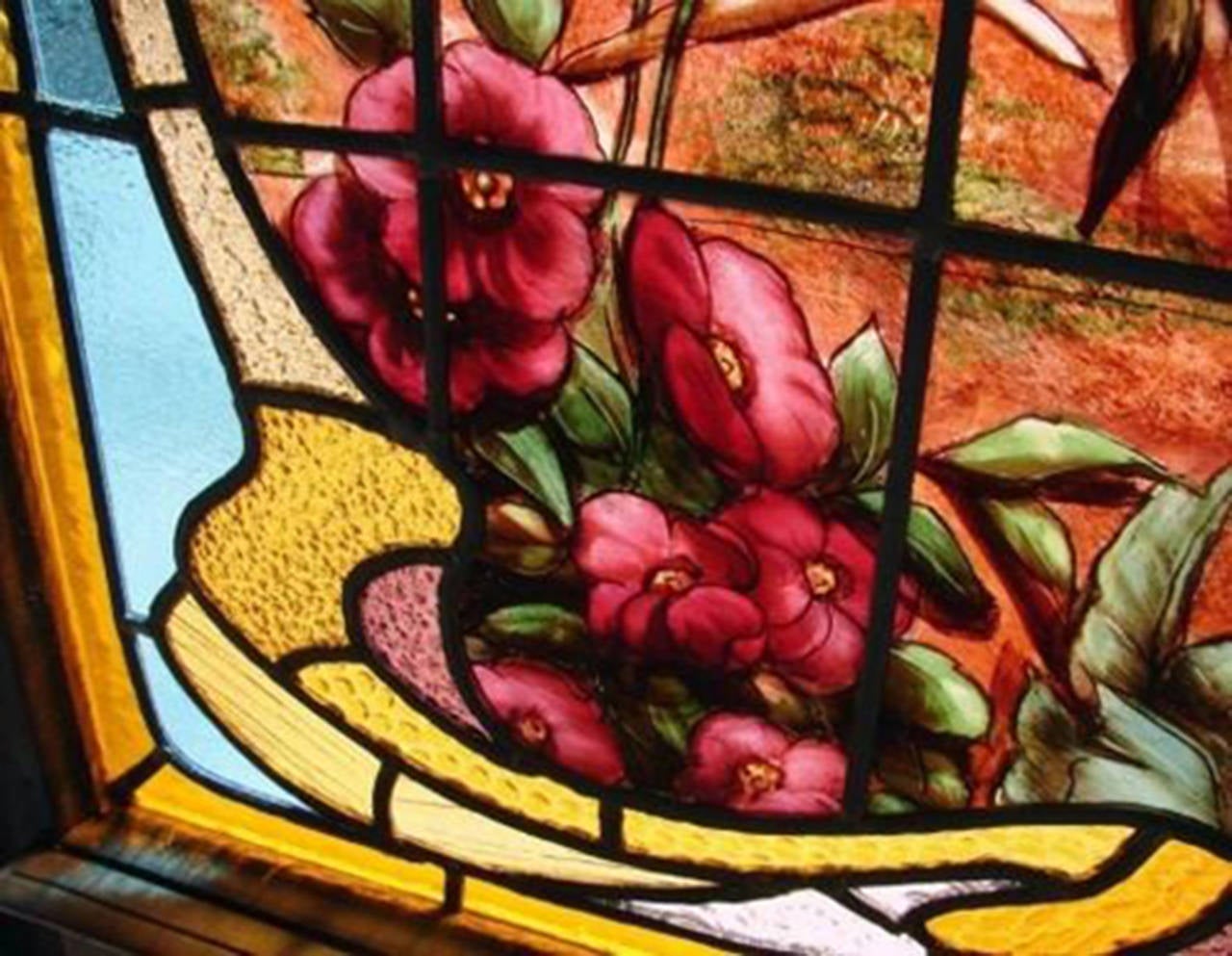 Double Stained and HandPainted Glass Door For Sale at 1stDibs