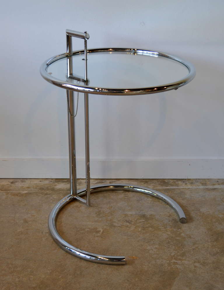 Eileen Gray Chrome And Glass Round Side Table E1027 at 1stDibs round glass side table, glass