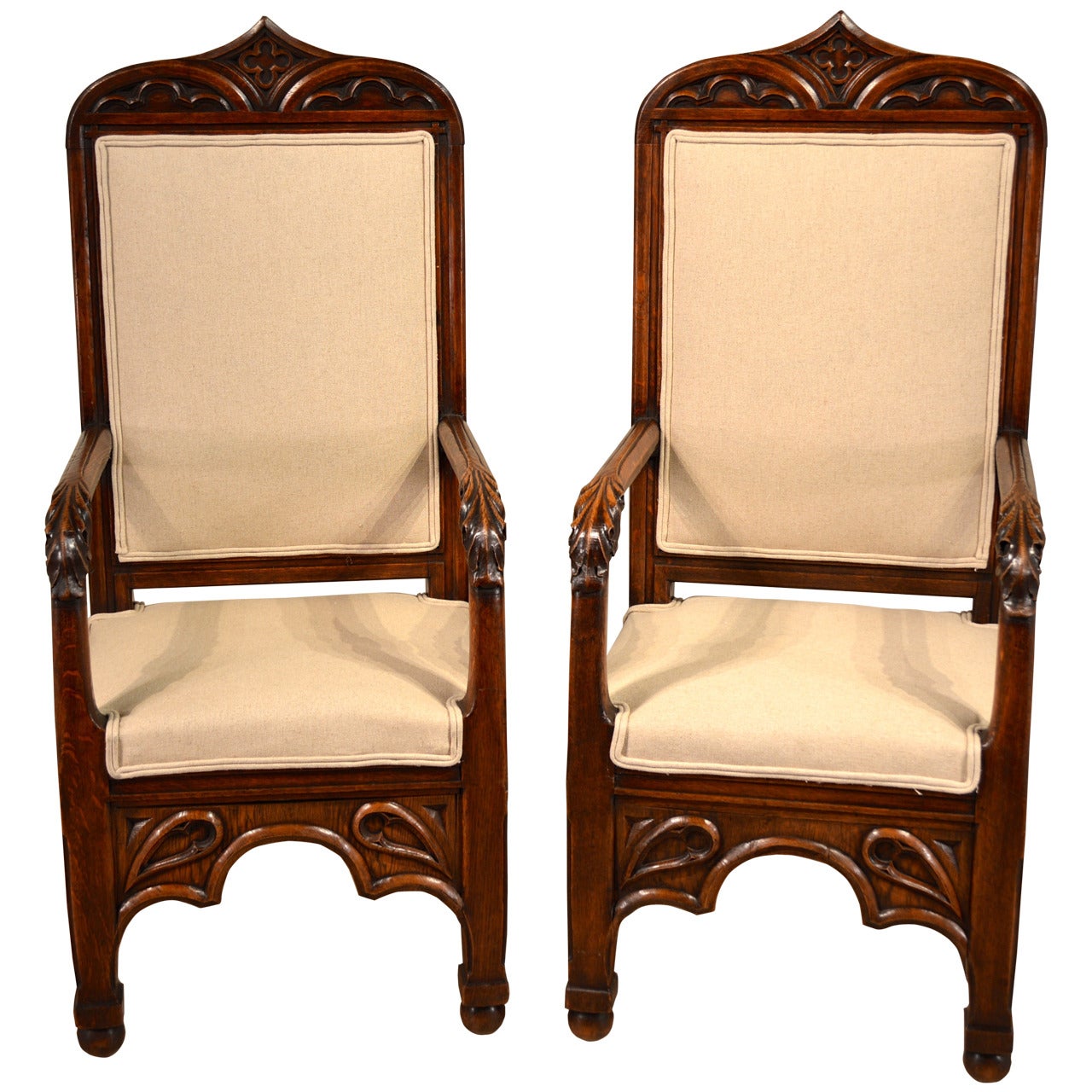 19th Century Pair of Gothic Armchairs For Sale at 1stDibs