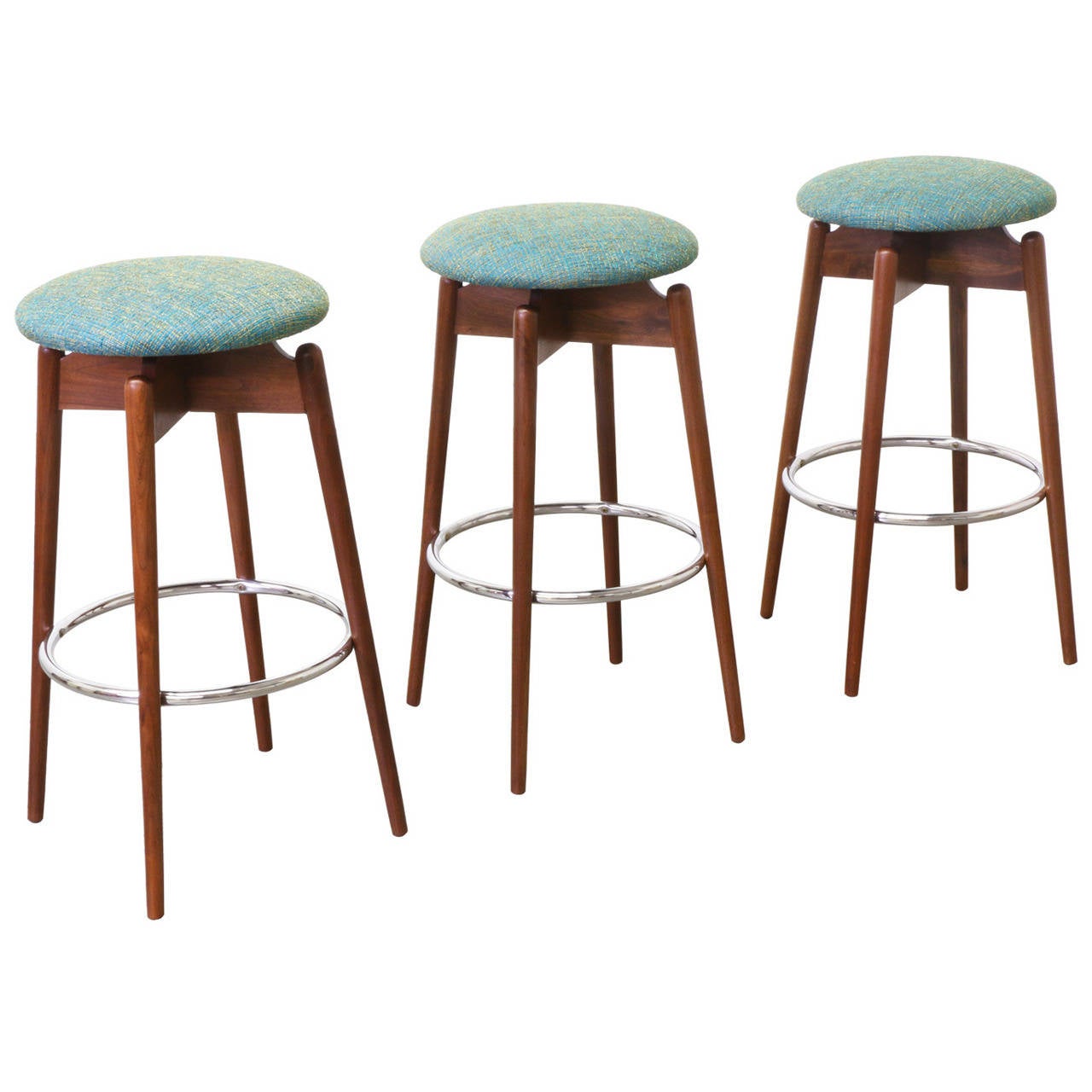 MidCentury Modern Walnut Sculpted Bar Stools at 1stDibs