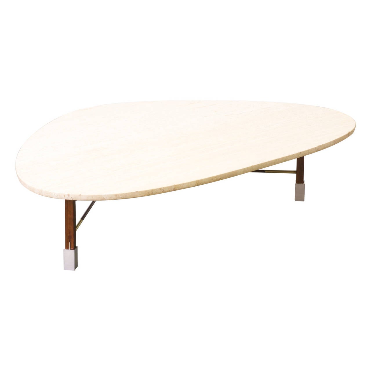 Vintage Triangular Travertine Top Coffee Table at 1stDibs
