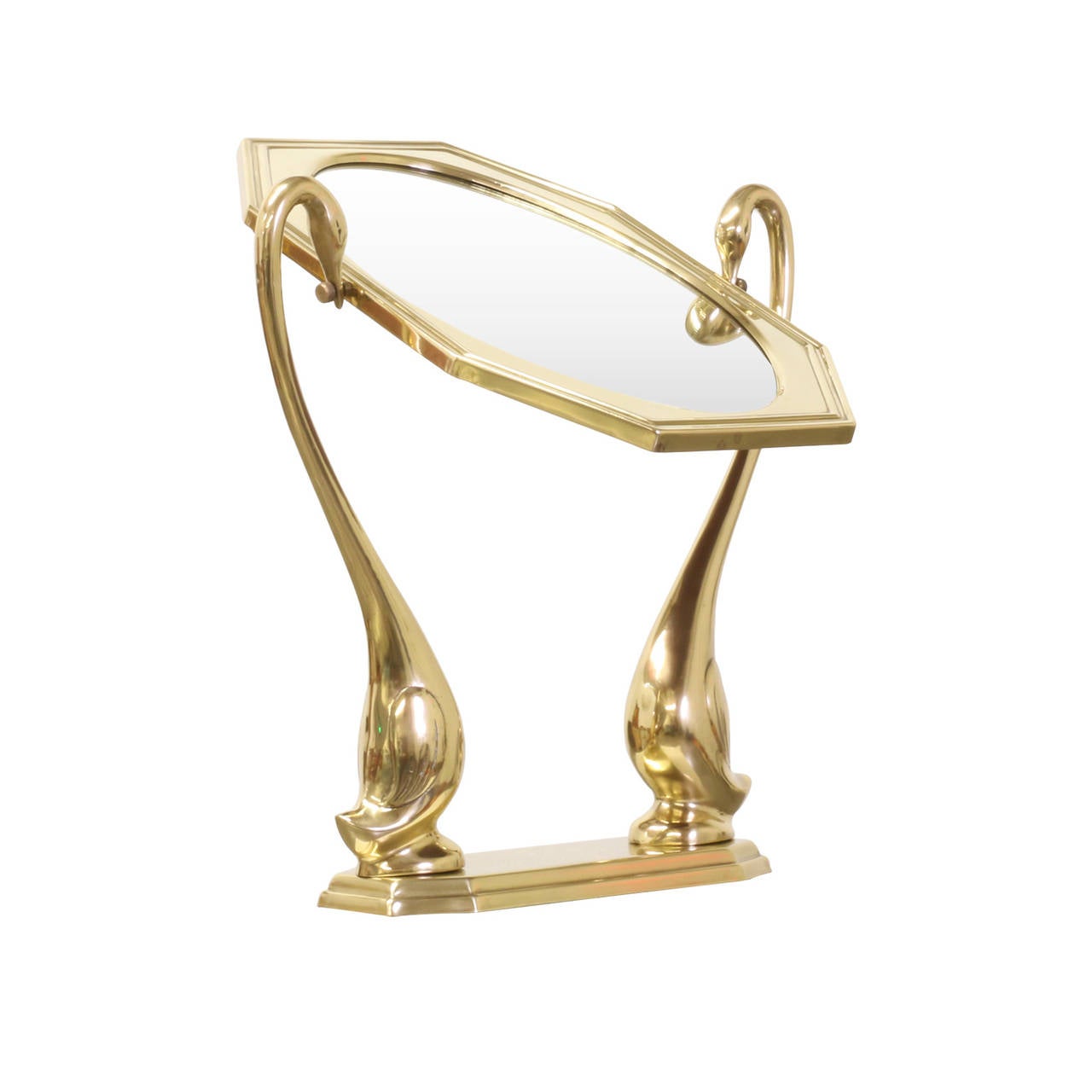 Vintage Brass Swan Vanity Mirror For Sale at 1stDibs vintage brass