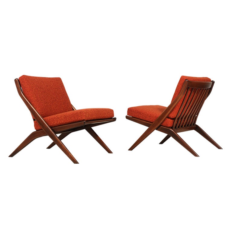 Folke Ohlsson Scissor Lounge Chairs for Dux at 1stDibs