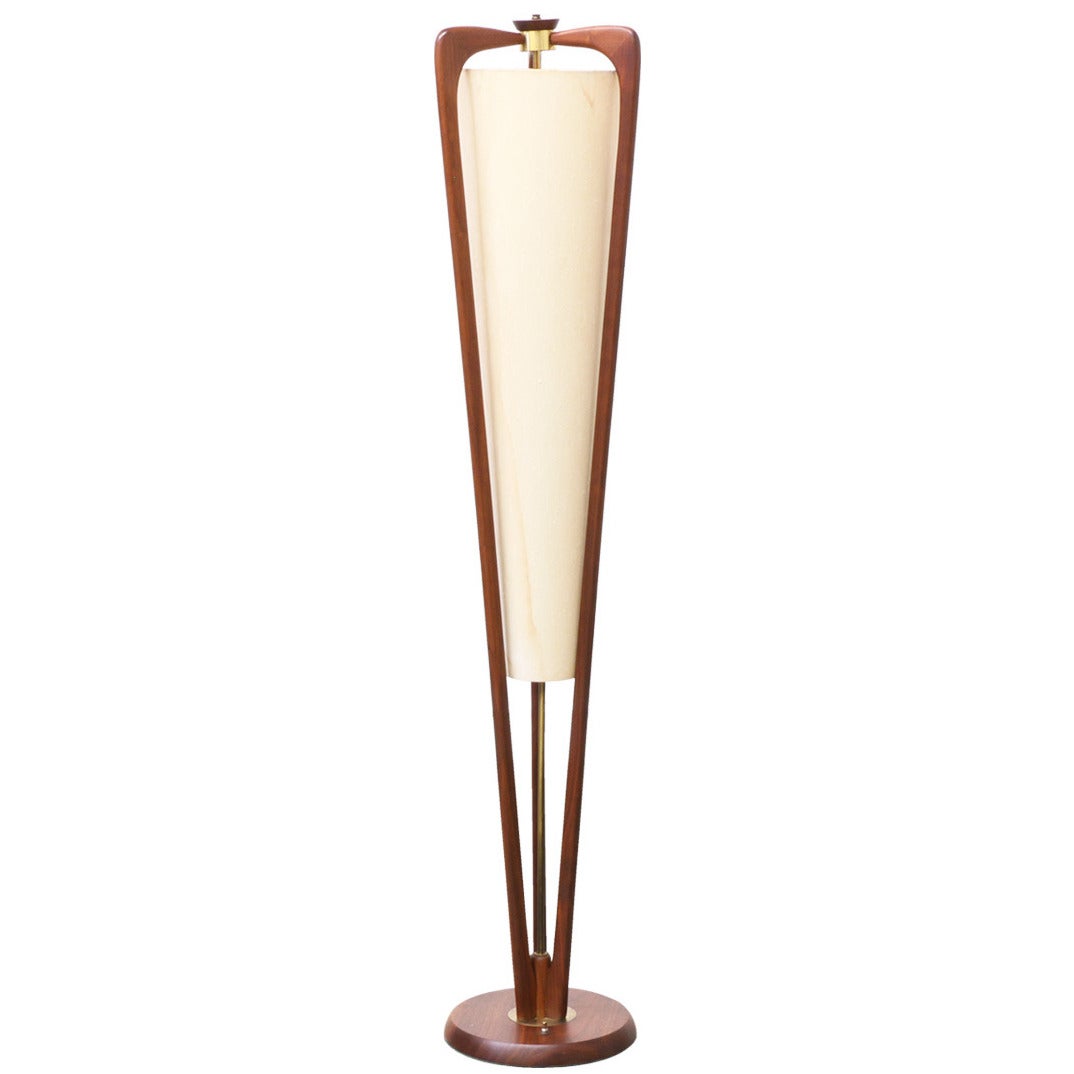 MidCentury Modern Walnut Floor Lamp at 1stDibs