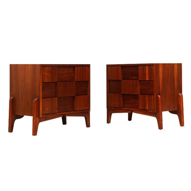MidCentury Walnut Night Stands at 1stdibs