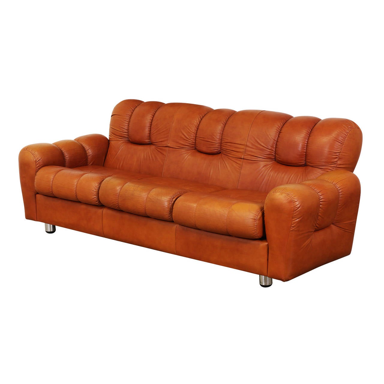Vintage Tufted Leather Sofa at 1stdibs